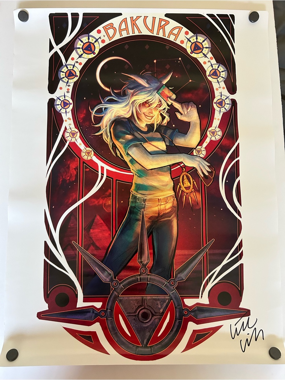 Yugioh Anime art Print Yami Bakura Autographed LittleKuriboh Fanart